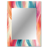 Turquoise And Pink Ethereal Ikat Fusion - Abstract Wall Mirror