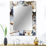 Magnolias Vein White And Blue Marble Pat - Marble Wall Mirror