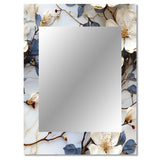 Magnolias Vein White And Blue Marble Pat - Marble Wall Mirror