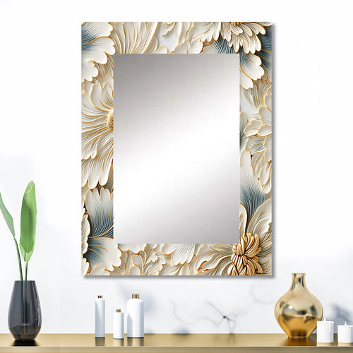 Glam Decorative Wall Mirror - Beige Frosty Drift Experience - Rectangle Mirror