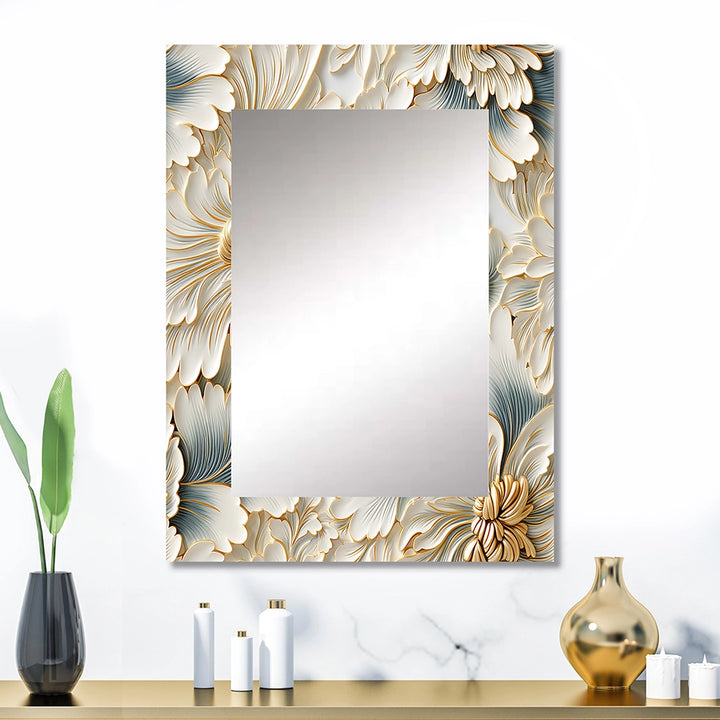 Glam Decorative Wall Mirror - Beige Frosty Drift Experience - Rectangle Mirror