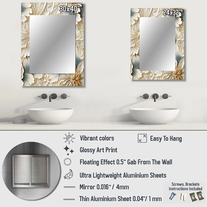 Glam Decorative Wall Mirror - Beige Frosty Drift Experience - Rectangle Mirror