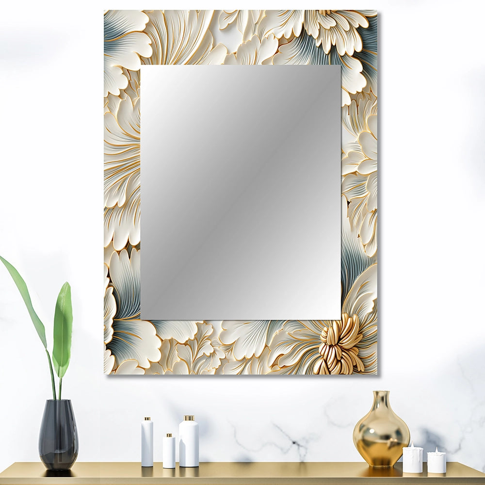 Glam Decorative Wall Mirror - Beige Frosty Drift Experience - Rectangle Mirror