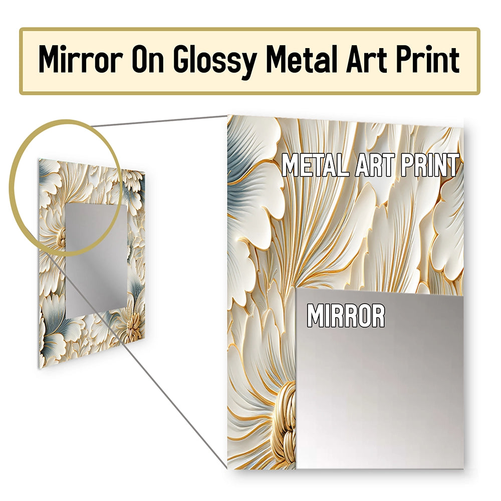 Glam Decorative Wall Mirror - Beige Frosty Drift Experience - Rectangle Mirror