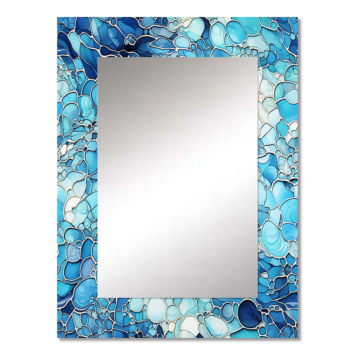 Tropical Decorative Wall Mirror - Ocean Blue Mosaic Turquoise - Rectangle Mirror