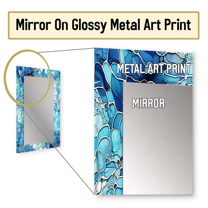 Tropical Decorative Wall Mirror - Ocean Blue Mosaic Turquoise - Rectangle Mirror