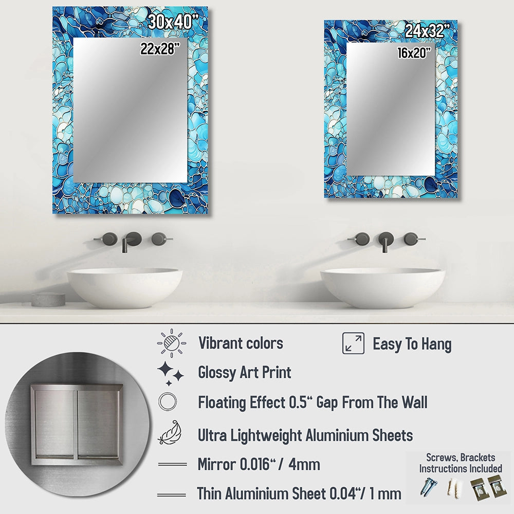 Tropical Decorative Wall Mirror - Ocean Blue Mosaic Turquoise - Rectangle Mirror