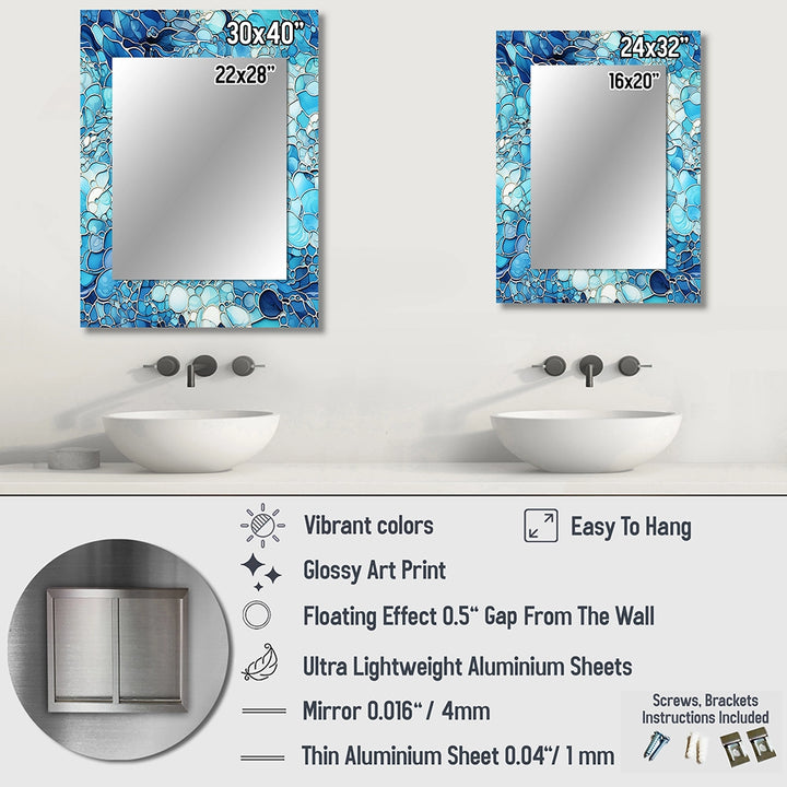 Tropical Decorative Wall Mirror - Ocean Blue Mosaic Turquoise - Rectangle Mirror