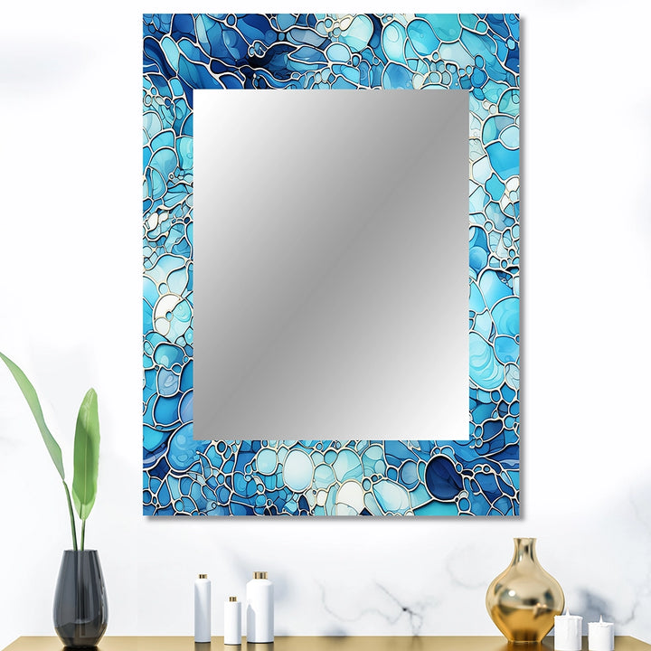 Tropical Decorative Wall Mirror - Ocean Blue Mosaic Turquoise - Rectangle Mirror