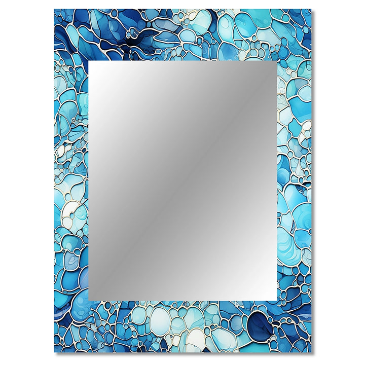 Tropical Decorative Wall Mirror - Ocean Blue Mosaic Turquoise - Rectangle Mirror