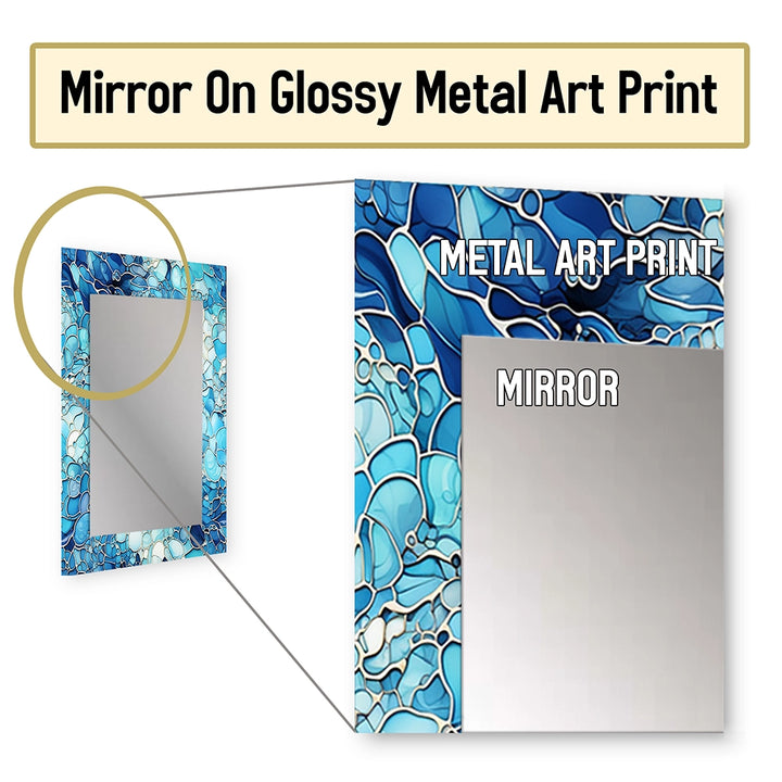 Tropical Decorative Wall Mirror - Ocean Blue Mosaic Turquoise - Rectangle Mirror