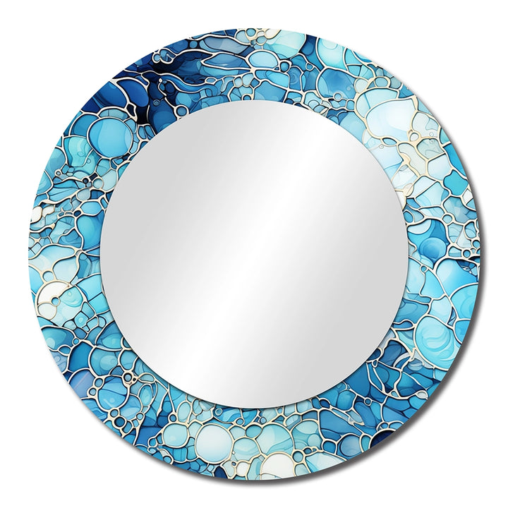 Tropical Decorative Mirror - Ocean Blue Mosaic Turquoise - Metal Wall Mirror