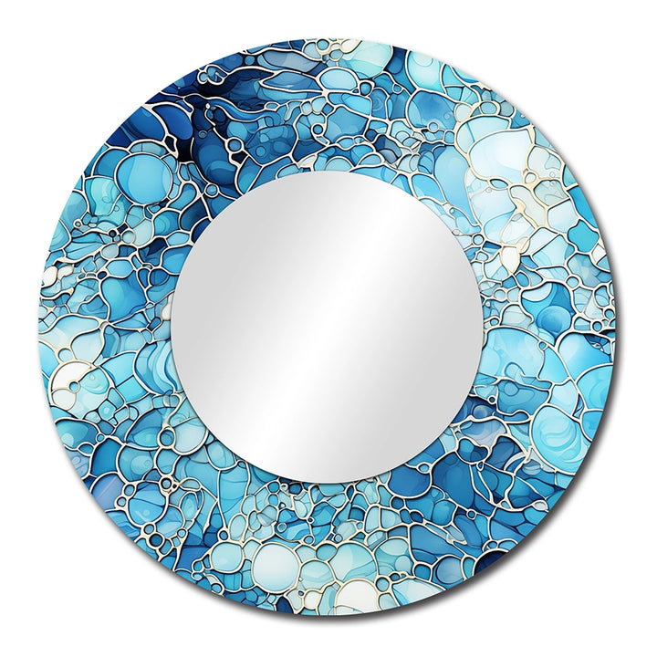 Tropical Decorative Mirror - Ocean Blue Mosaic Turquoise - Metal Wall Mirror