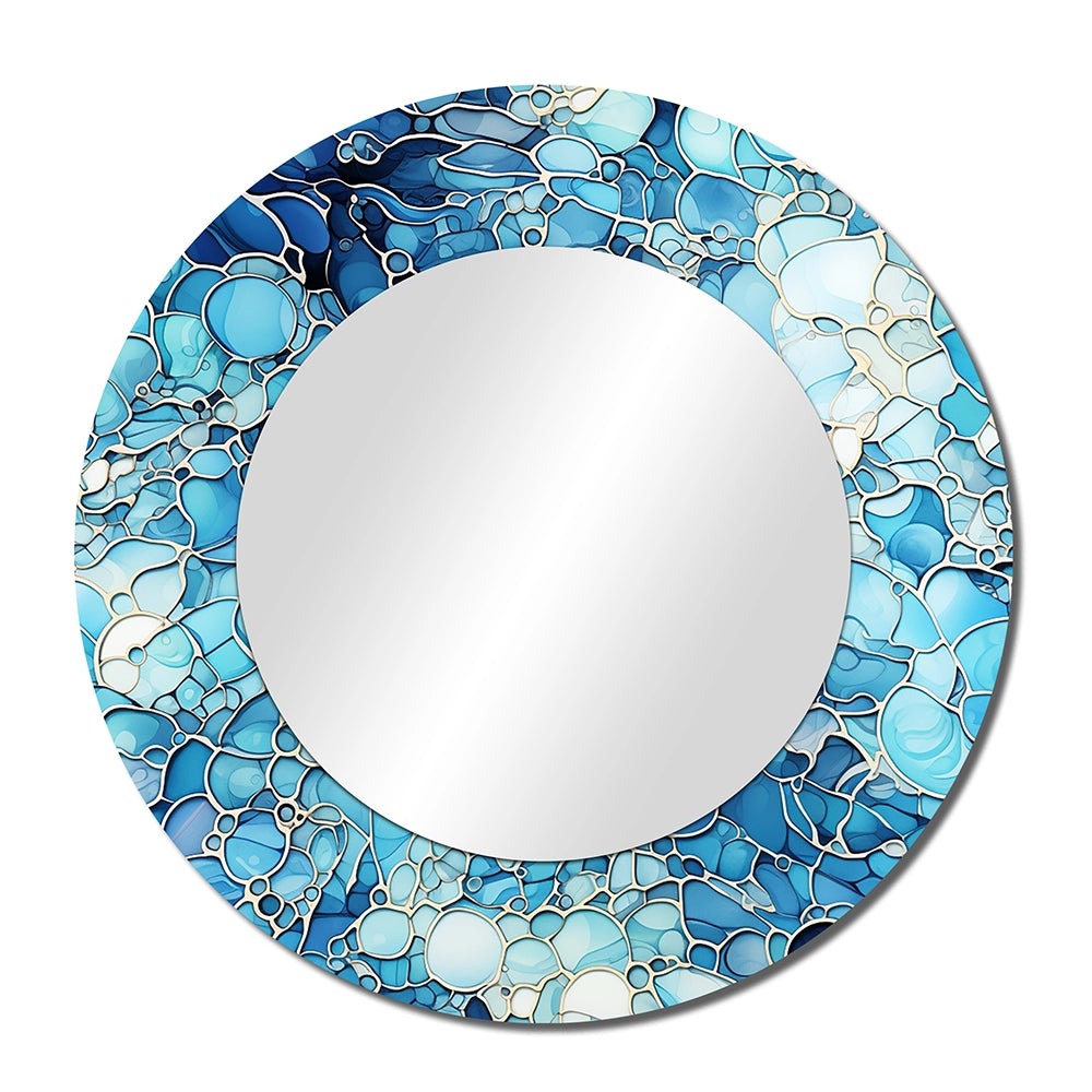 Tropical Decorative Mirror - Ocean Blue Mosaic Turquoise - Metal Wall Mirror