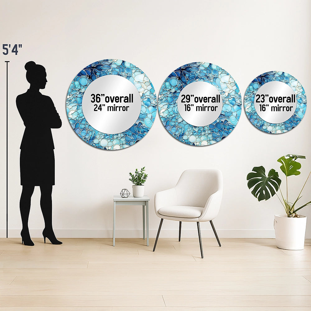 Tropical Decorative Mirror - Ocean Blue Mosaic Turquoise - Metal Wall Mirror