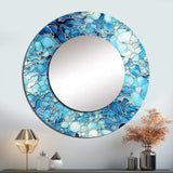 Ocean Blue Mosaic Turquoise - Floral Wall Mirror