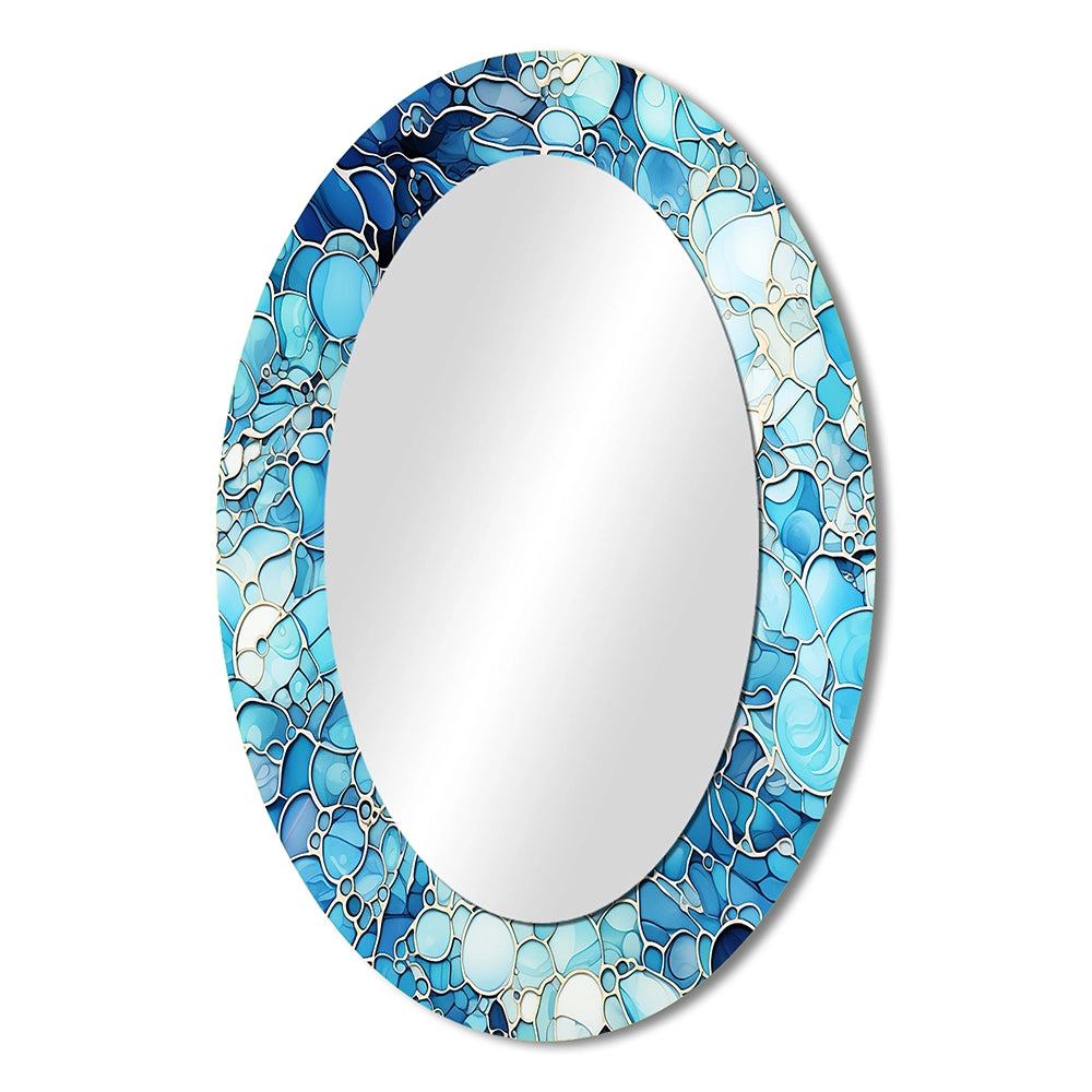Tropical Decorative Mirror - Ocean Blue Mosaic Turquoise - Metal Wall Mirror