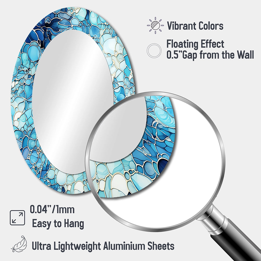 Tropical Decorative Mirror - Ocean Blue Mosaic Turquoise - Metal Wall Mirror