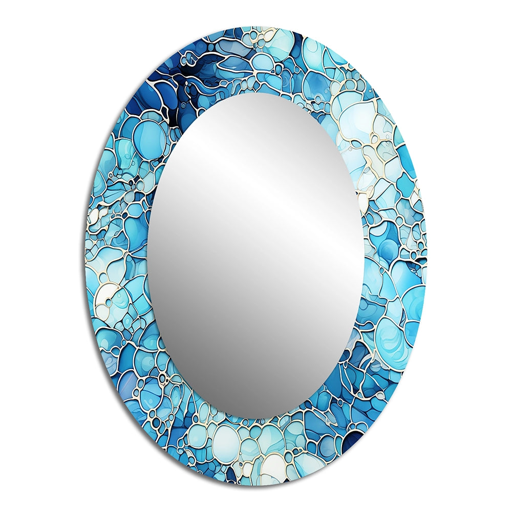 Tropical Decorative Mirror - Ocean Blue Mosaic Turquoise - Metal Wall Mirror
