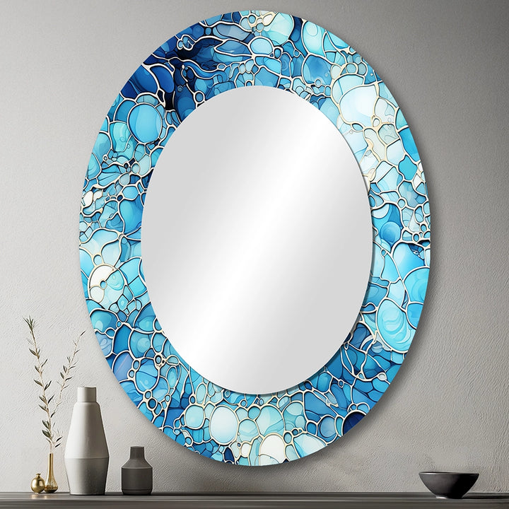 Tropical Decorative Mirror - Ocean Blue Mosaic Turquoise - Metal Wall Mirror
