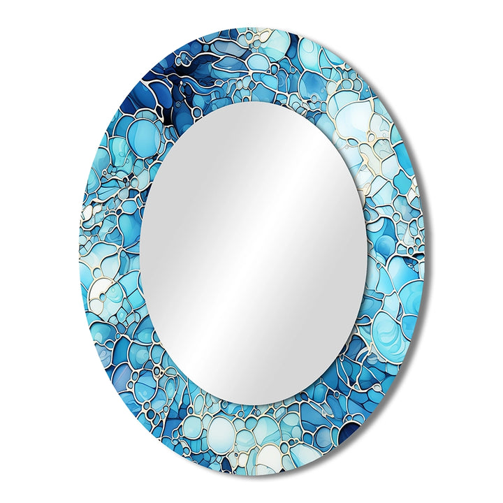 Tropical Decorative Mirror - Ocean Blue Mosaic Turquoise - Metal Wall Mirror