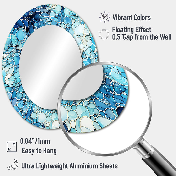 Tropical Decorative Mirror - Ocean Blue Mosaic Turquoise - Metal Wall Mirror