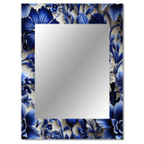 Cobalt Blue Neo Gothic Victorian Pattern - Floral Wall Mirror