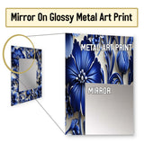 Cobalt Blue Neo Gothic Victorian Pattern - Floral Wall Mirror