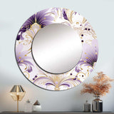 Damask Purple And White Art Deco Pattern - Damask Wall Mirror