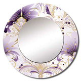 Damask Purple And White Art Deco Pattern - Damask Wall Mirror