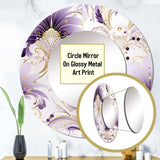 Damask Purple And White Art Deco Pattern - Damask Wall Mirror