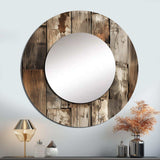 Rustic Barnwood Weathered Tones - Abstract Wall Mirror