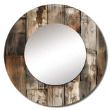 Rustic Barnwood Weathered Tones - Abstract Wall Mirror