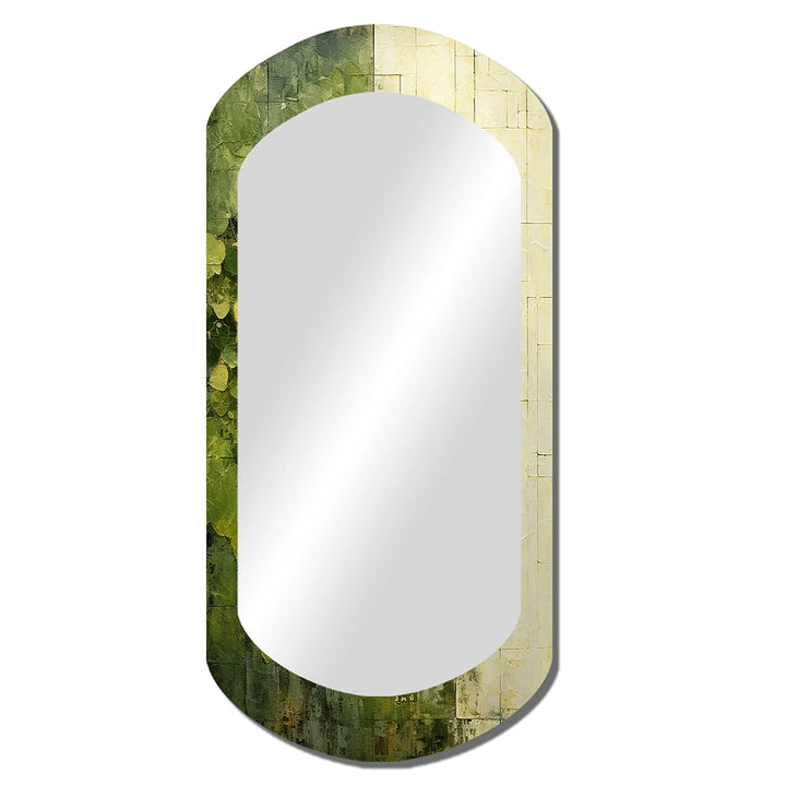 Abstract Botanicals Wall Mirror - Green Eco Friendly Plants Symphony I - Asymmetrical Mirror