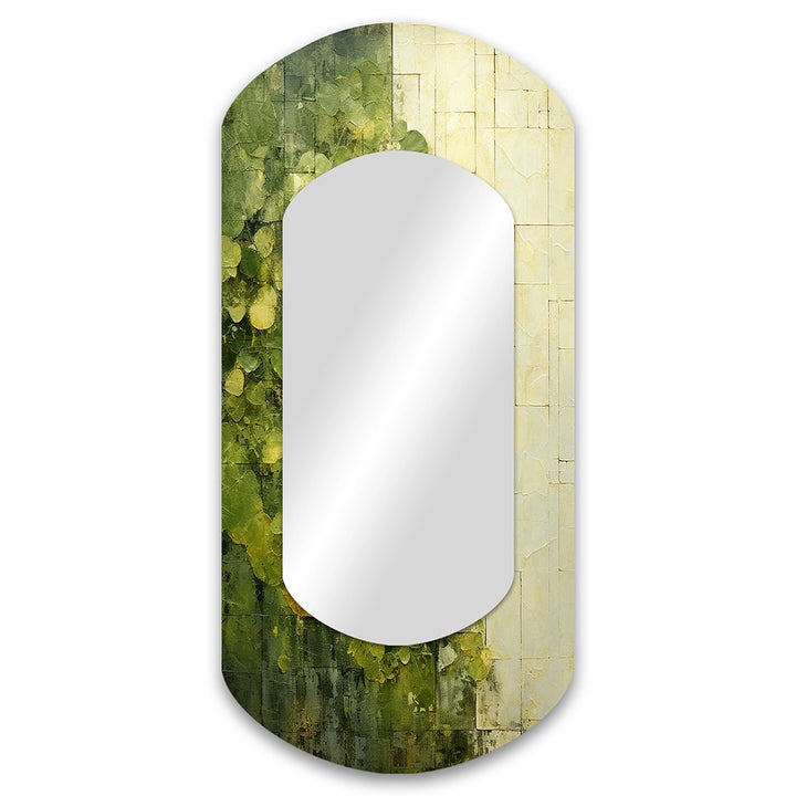 Abstract Botanicals Wall Mirror - Green Eco Friendly Plants Symphony I - Asymmetrical Mirror