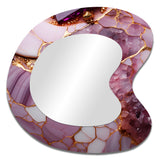 Pink and gold Marble agate river V - Abstract Wall Mirror