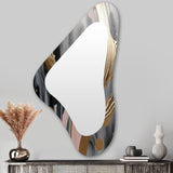 Abstract Golden and pink infinity rivers - Abstract Oversized Asymmetrical Wall Mirror