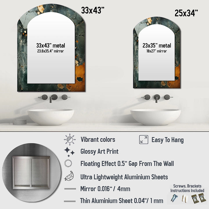 Abstract Marble Asymmetrical Wall Mirror - Golden and green Terrazzo Marble Elegance IV