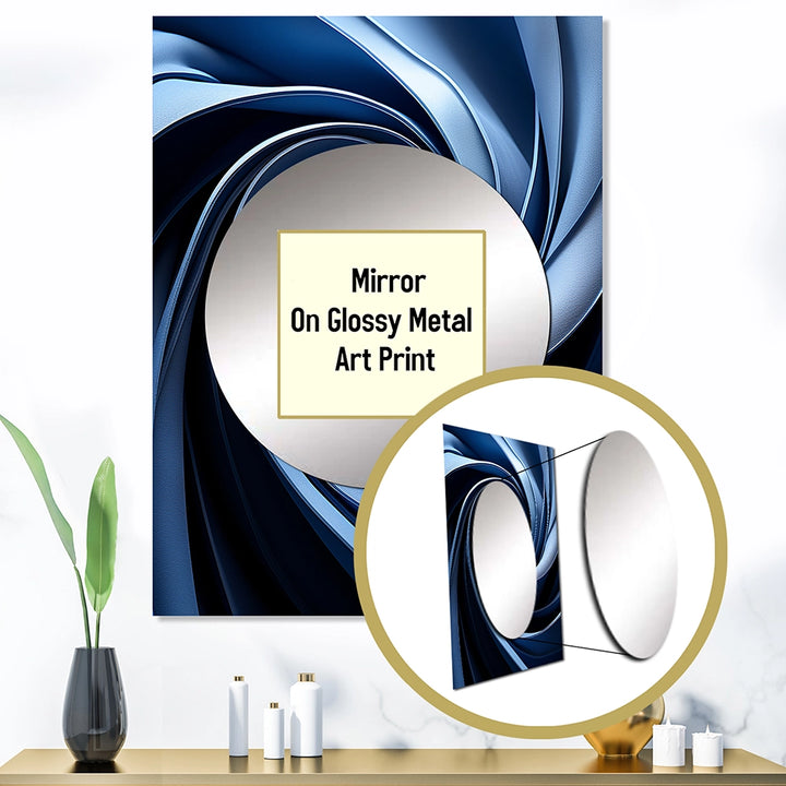 Abstract Spirals Accent Wall Mirror - Spiraling blue abstract vortex II