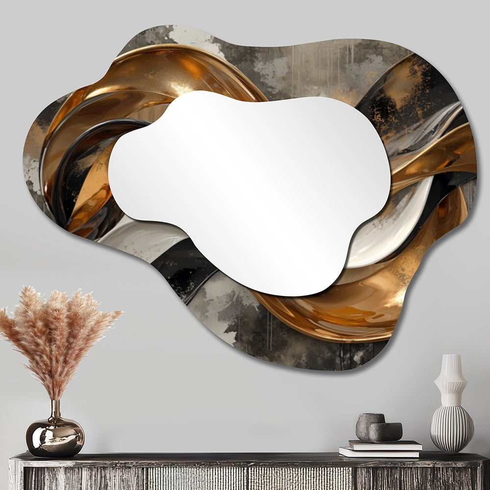 Abstract Cloud Shape Mirror - Golden Fractal Temporal Flux I - Asymmetrical Mirror