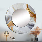 White And Gold Marble Abstract I - Abstract Wall Mirror