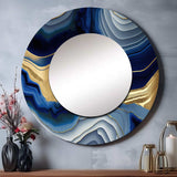 Vibrant Blue And Gold Flow Art I - Abstract Wall Mirror