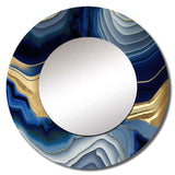 Vibrant Blue And Gold Flow Art I - Abstract Wall Mirror