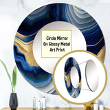 Vibrant Blue And Gold Flow Art I - Abstract Wall Mirror