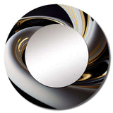 Gold Black And White Stained Glass III - Abstract Wall Mirror