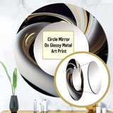 Gold Black And White Stained Glass III - Abstract Wall Mirror