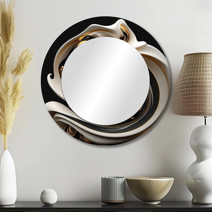 Abstract Spirals Decorative Mirror - Liquid White Stained Glass V - Wall Mirror