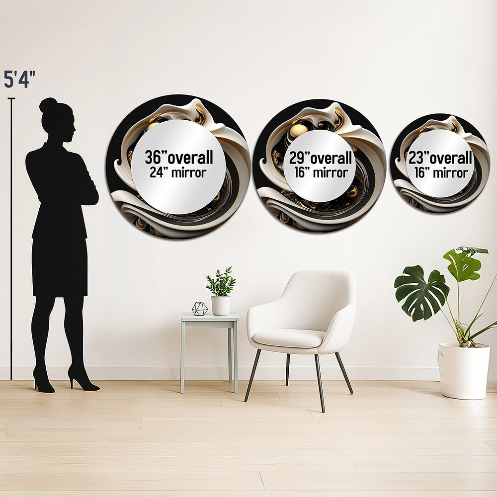 Abstract Spirals Decorative Mirror - Liquid White Stained Glass V - Wall Mirror
