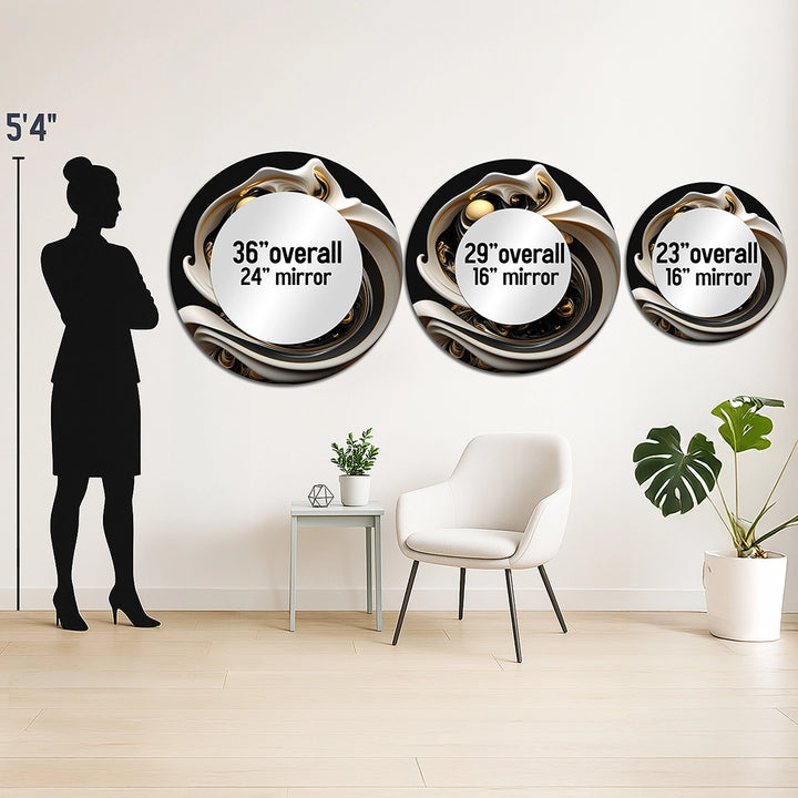 Abstract Spirals Decorative Mirror - Liquid White Stained Glass V - Wall Mirror