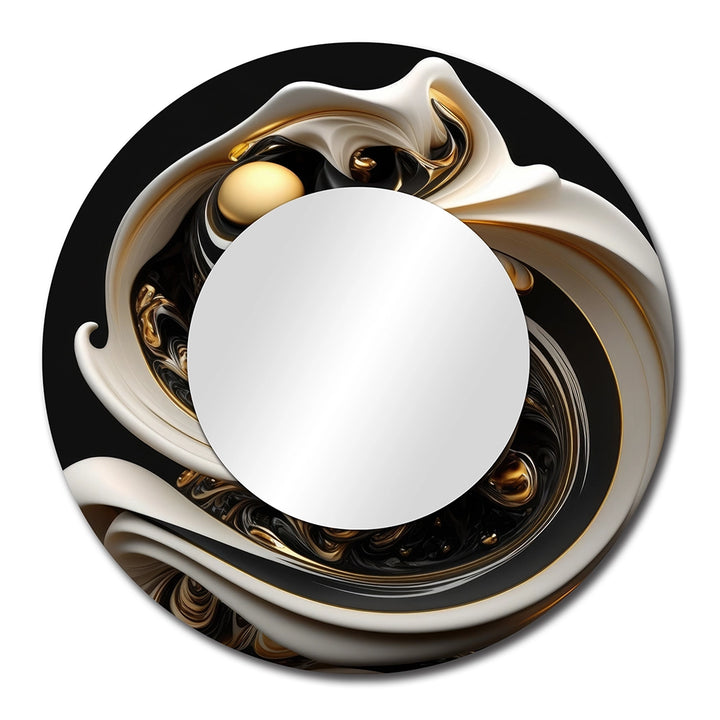 Abstract Spirals Decorative Mirror - Liquid White Stained Glass V - Wall Mirror